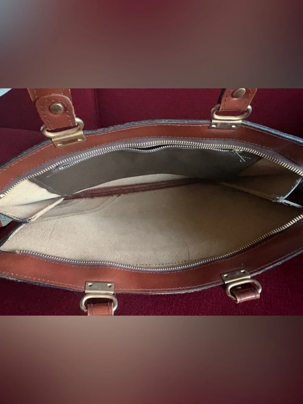 Vintage Slim Brown Leather Bag